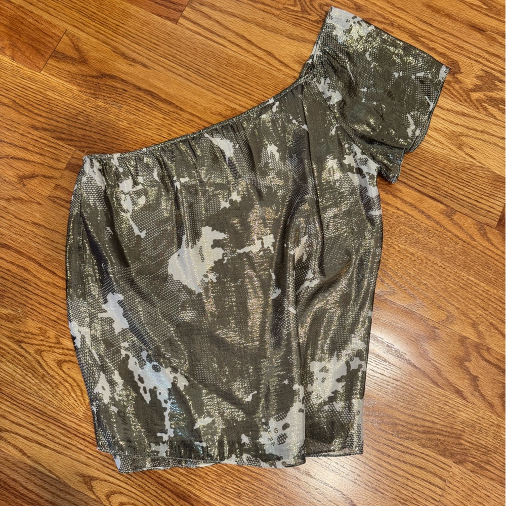 Gibson Metallic Gold One Shoulder Top Size XS